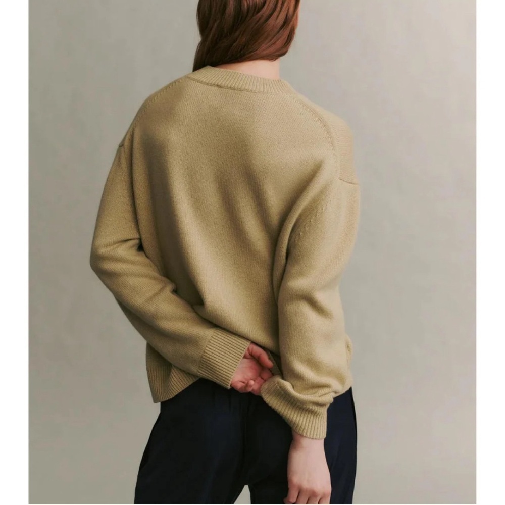 Crewneck Pullover Sweater in Light Olive TWP - Picture 2 of 8